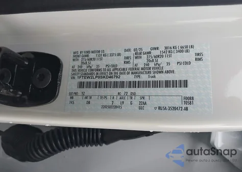 2025 Ford F-150 Stx z USA, uszkodzony, nr VIN 1FTEW2LP0SKD46792